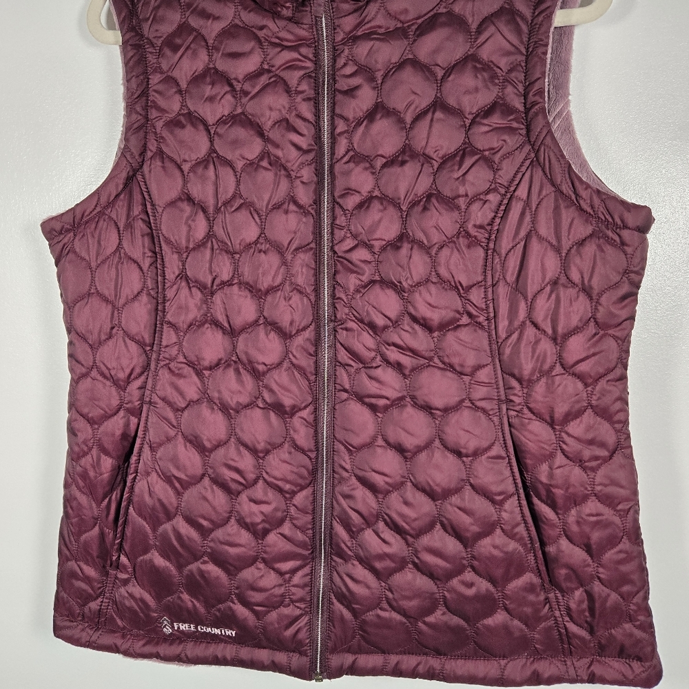 Free Country Purple Reversible Fleece Quilted Puffler Zip Front Vest Size Large - Picture 7 of 14